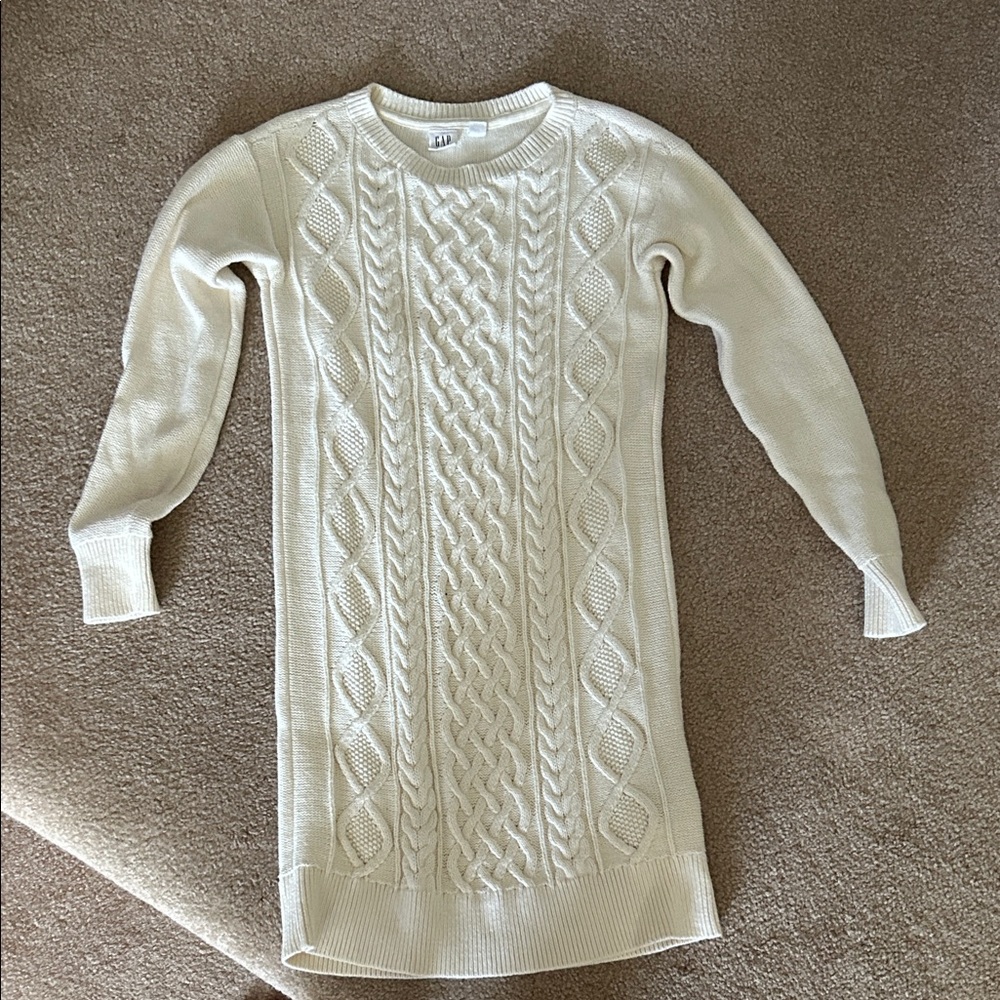 GAP Ivory Cable Knit Sweater Dress girls size M